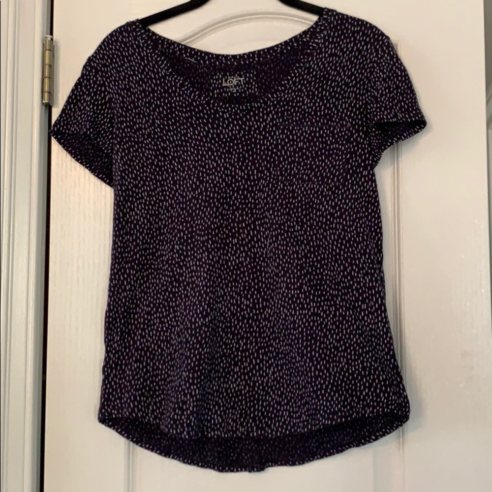 LOFT navy and white short sleeve tee